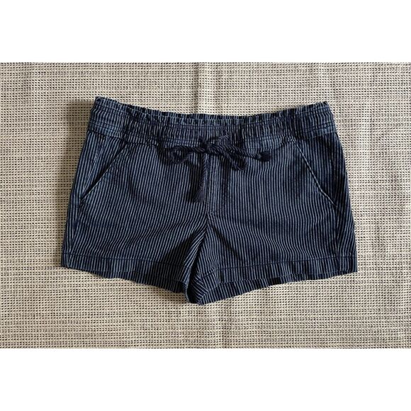 LOFT Womens Pinstripe Drawstring Shorts Blue White Medium Casual Summer Resort - Picture 1 of 6